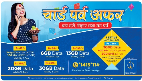 नेपाल टेलिकमले ल्यायाे चाडपर्व अफर