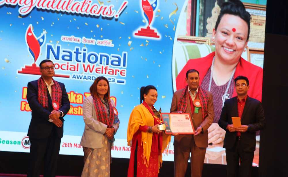 रक्षा नेपालकी संस्थापक अध्यक्ष ‘नेशनल सोसल वेलफेयर अवार्ड २०२३’ बाट सम्मानित