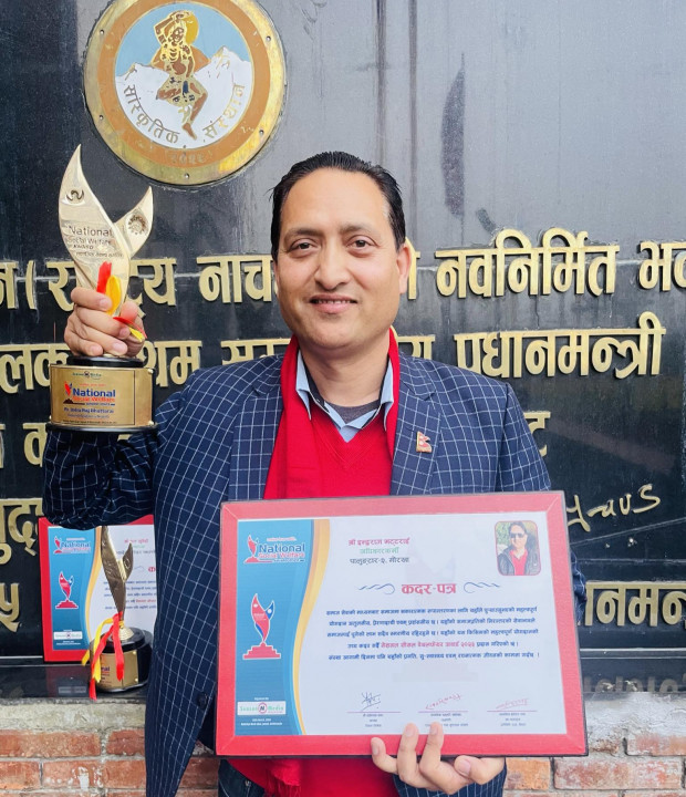 "नेशनल सोसल वेलफेयर अवार्ड २०२३" वाट मानव बेचबिखनविरुद्धका अभियानकर्मी भट्टराई सम्मानित