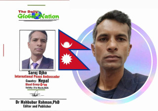 नेपाल​बाट ओझा द डेली ग्लोबल नेशनको अन्तरराष्ट्रिय शान्ती दूत नियुक्त