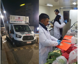 मोवाइल फुड ल्यावबाट कालीमाटी बजारमा विषादी परीक्षणः उपभोक्ताको स्वास्थ्यका लागि १५० नमूनाको परीक्षण