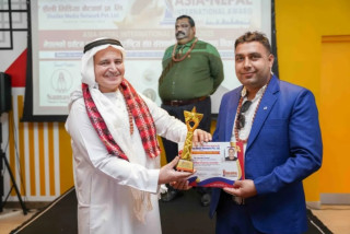 नेपाल डेरी एसोसिएसन बागमतीका उपाध्यक्ष तिवारी युएईमा अन्तर्राष्ट्रिय सम्मान प्राप्त