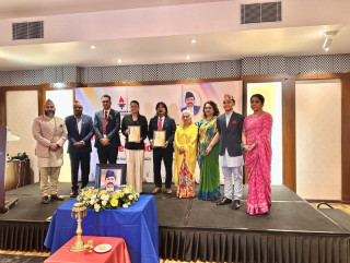 Football Legend Raju Kaji Shakya and National Volleyball Captain Aruna Shahi Honored