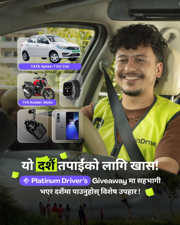 inDrive Nepal Announces Dashain & Tihar Special Platinum Drivers Giveaway Campaign