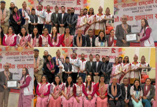 ‘योगदान राष्ट्रका लागि अभियान’ को ५ औँ वार्षिक साधारण सभा सम्पन्न, उत्कृष्ट सेवा र योगदानकर्ताहरूलाई डा. घिमिरे बाट सम्मानित