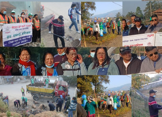 टोखा वडा ३ भुतखेल क्षेत्रमा सामूहिक सरसफाइ : वडाध्यक्ष डंगोलको हातमै झाडू
