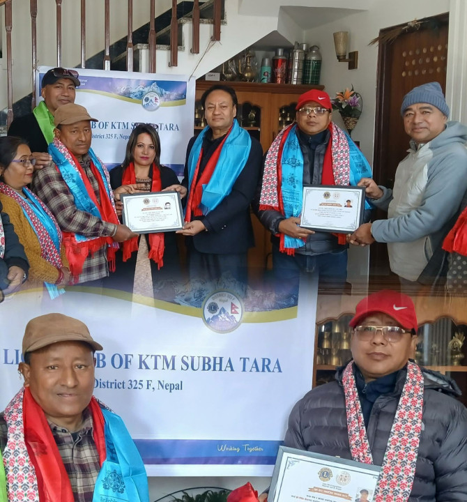 इन्द्रमान र डेविडलाई लायन्स शुभतारा सम्मान २०८२