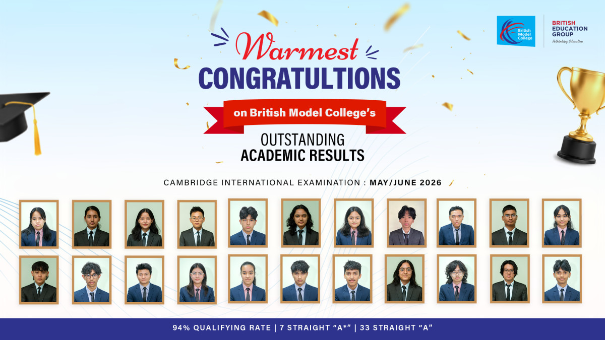 ब्रिटिश मोडल कलेजका ९४ प्रतिशत विद्यार्थी उत्तीर्ण, ७ जनाले पाए A र ३३ जनाले A ग्रेड